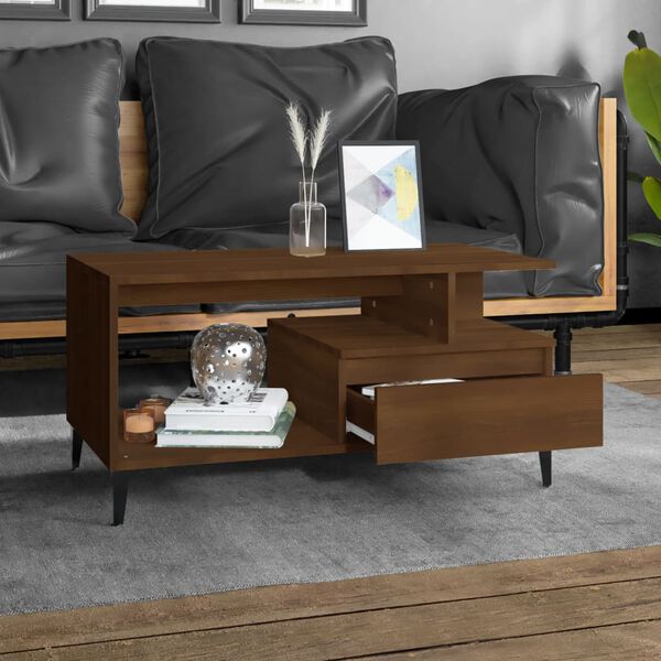 vidaXL Coffee Table Brown Oak 90x49x45 cm Engineered Wood