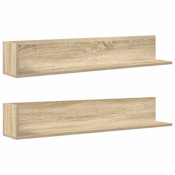 vidaXL Wall Shelves 2 pcs Sonoma Oak 100x16.5x16.5 cm Engineered Wood