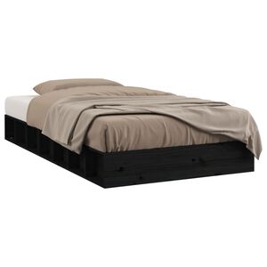 vidaXL Bed Frame without Mattress Black 75x190 cm Solid Wood