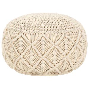 vidaXL Pouffe | Cream | Cotton | Medium | Decorative Inlays | Pouffe