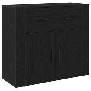 vidaXL Sideboard with Drawer Black Oak 80 x 33 x 70 cm Engineered Wood