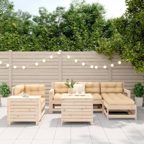 vidaXL 7 Piece Garden Sofa Set Solid Wood Pine