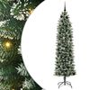 vidaXL Artificial Slim Christmas Tree Green and White 210 cm