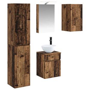 vidaXL Bathroom Cabinet Set 5 pcs Old Wood 40 x 10.5 x 60.5 cm