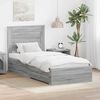 vidaXL Bed Frame Grey Sonoma and Silver 75 x 190 cm Engineered Wood