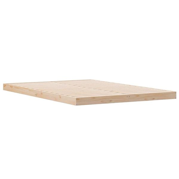 vidaXL Floor Bed Frame Natural 223.5 x 164 x 9 cm Solid Pine Wood