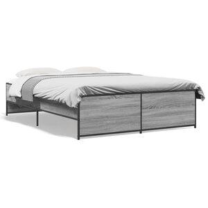 vidaXL Bed Frame without Mattress Grey Sonoma 135x190 cm Double
