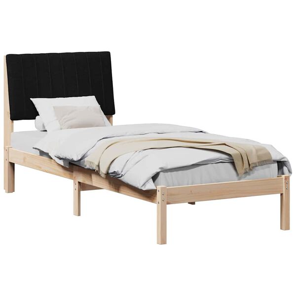 vidaXL Bed Frame with Headboard Brown 75 x 190 cm Solid Pine Wood