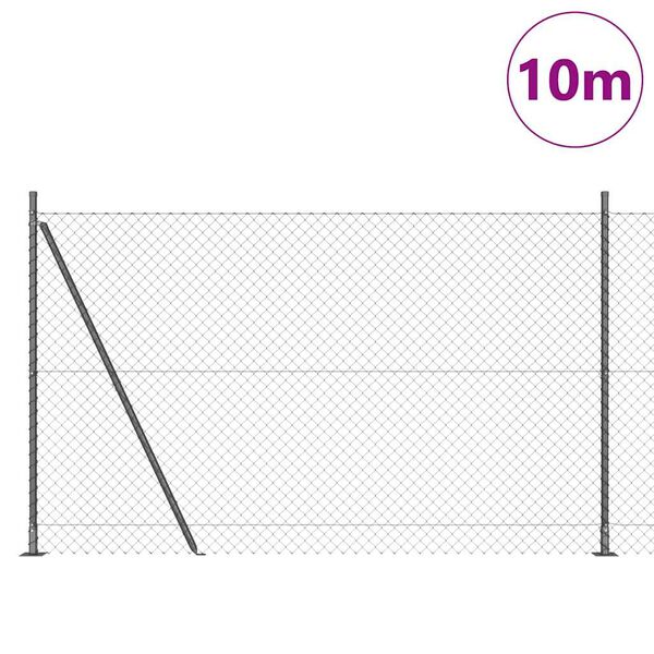 vidaXL Fence Post Grey 10 x 1.5 m (40 x 40 mm mesh) Steel and PVC