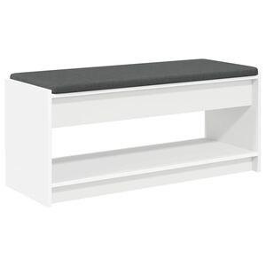vidaXL Hall Bench with Cushion with Shelf White 103 x 38 x 45 cm
