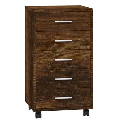 vidaXL Drawer Cabinet with Castors Smoked Oak Engineered Wood
