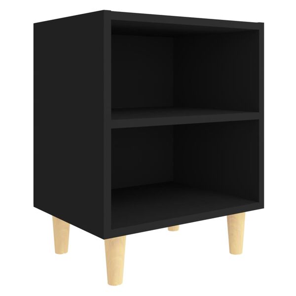 vidaXL Bed Cabinets with Solid Wood Legs 2 pcs Black 40x30x50 cm