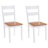 vidaXL Dining Chair | Set of 2 | White and natural wood | Solid Rubberwood