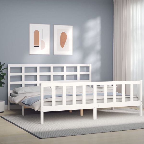 vidaXL Bed Frame without Mattress White 200x200 cm Solid Wood Pine