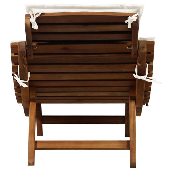 vidaXL Sun Lounger with Cream Cushions Solid Wood Acacia