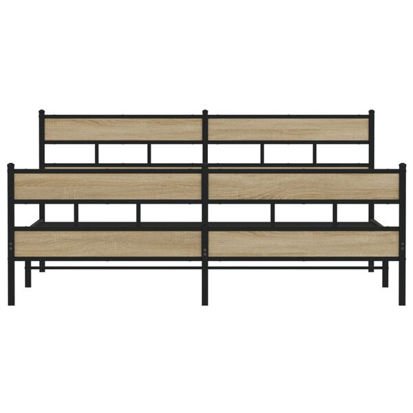 vidaXL Metal Bed Frame without Mattress Sonoma Oak 180x200 cm Super King