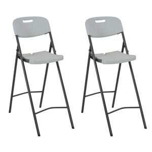 vidaXL Folding Bar Chairs 2 pcs HDPE and Steel White
