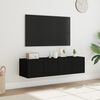 vidaXL TV Wall Cabinets with LED Lights 2 pcs Black 60x35x31 cm