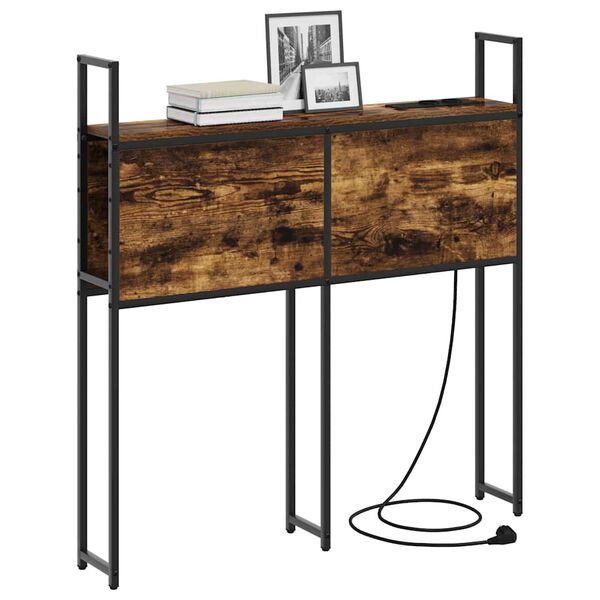 vidaXL Storage Headboard with Charging Station Smoked oak 75 cm