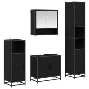vidaXL Bathroom Furniture Set 4 pcs Black Oak Engineered Wood