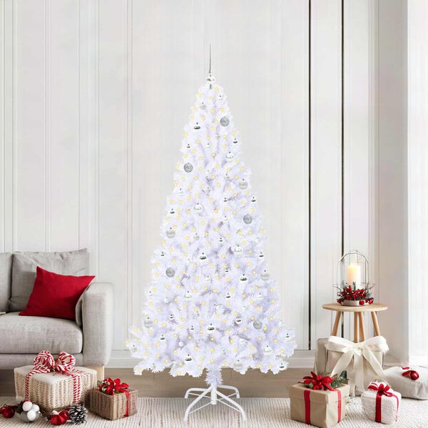 vidaXL Artificial Christmas Tree with Stand White 210 cm PVC and Steel