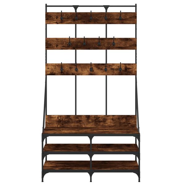 vidaXL Clothes Rack with Shoe Storage Smoked Oak 100x40x184 cm