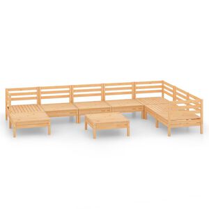 vidaXL 9 Piece Garden Lounge Set Solid Wood Pine