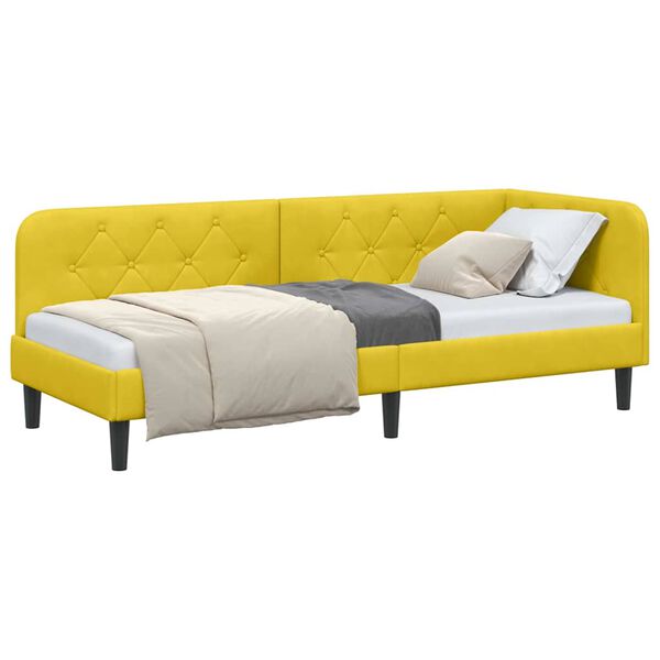 vidaXL Corner Bed Frame with Headboard Yellow 80 x 200 cm Velvet
