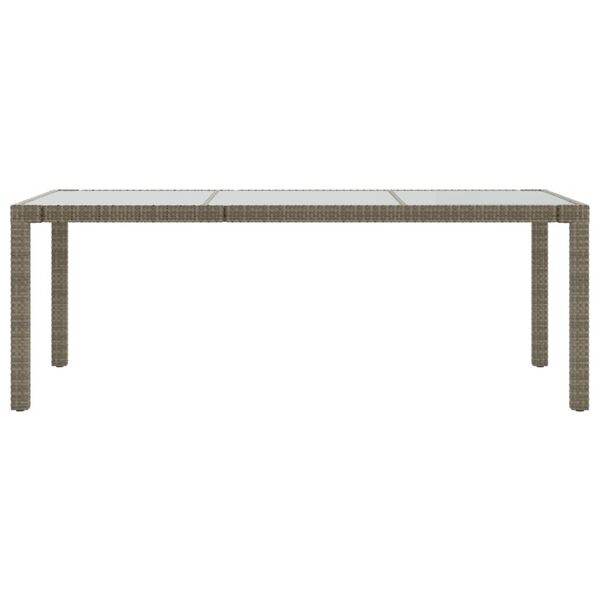 vidaXL Garden Table Grey 190x90x75 cm Tempered Glass and Poly Rattan