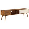 vidaXL TV Cabinet | Brown and White | Solid Sheesham Wood | Medium | TV Cabinet