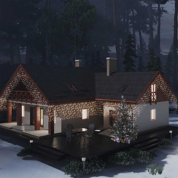 vidaXL LED Curtain Icicle Lights 10m 400 LED Warm White 8 Function