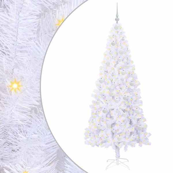 vidaXL Artificial Christmas Tree with Stand White 210 cm PVC and Steel