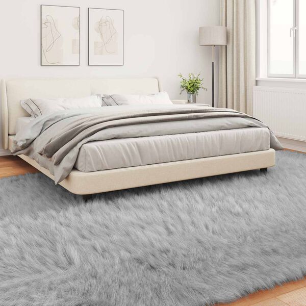 vidaXL Faux Sheepskin Rug Tafalla Grey 240 x 340 cm Polyester