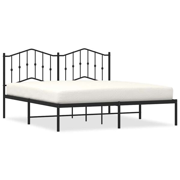 vidaXL Metal Bed Frame without Mattress with Headboard Black 183x213cm