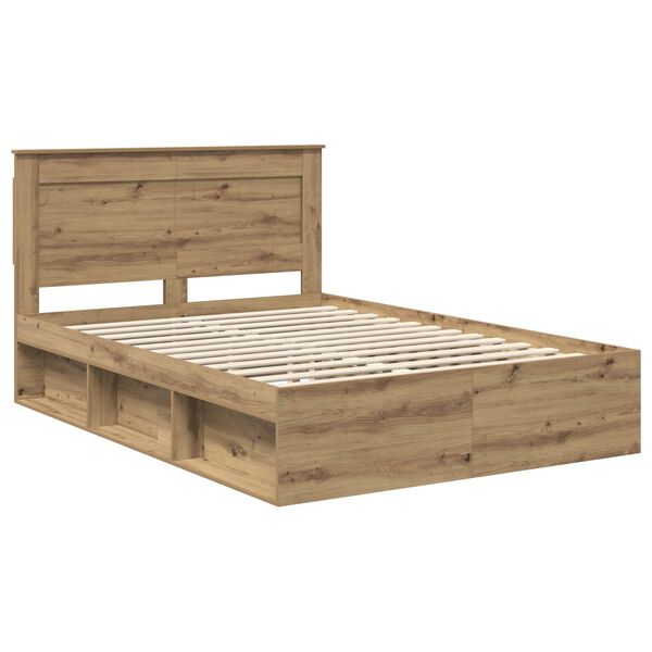 vidaXL Bed Frame Artisian Oak 160 x 200 cm Solid Pine Wood