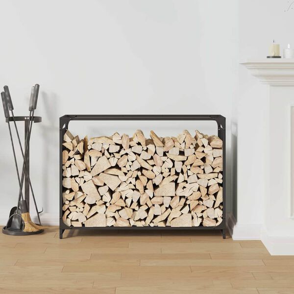 vidaXL Firewood Rack Black 90x28x65 cm Cold-rolled steel