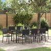 vidaXL Garden Dining Set with Cushion 9 pcs Black Poly Rattan