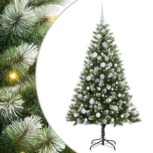 vidaXL Artificial Hinged Christmas Tree with Flocked Snow 150 LEDs