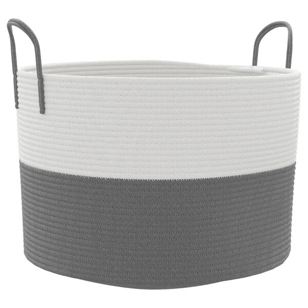 vidaXL Storage Basket Grey and White Ø51x33 cm Cotton