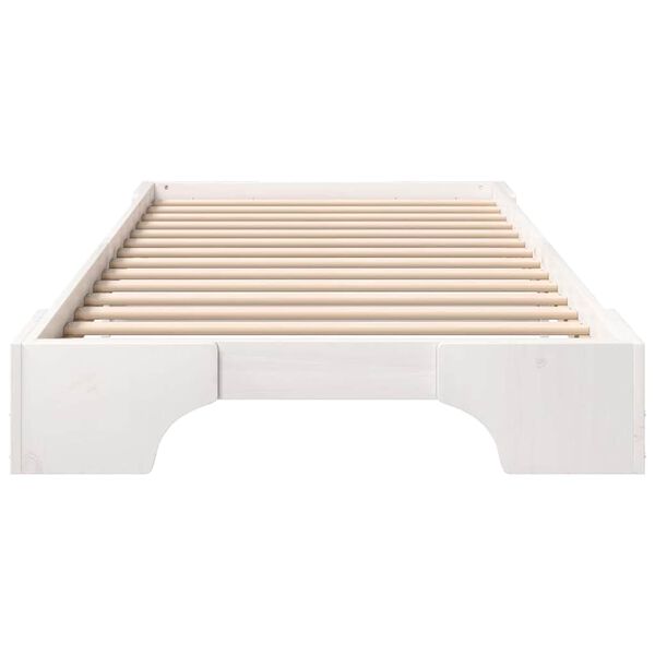 vidaXL Floor Bed Frame with Storage White 100 x 220 cm Solid pine wood