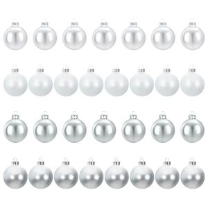 vidaXL Christmas Ball Set 30 pcs Silver and White 6 cm Polystyrene