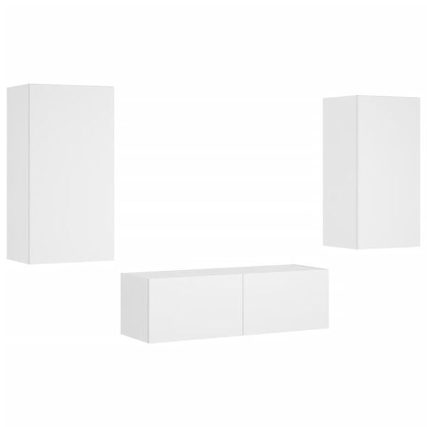 vidaXL 3 Piece TV Wall Cabinets with LED Lights White