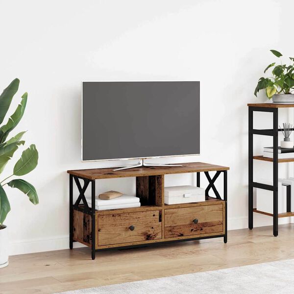vidaXL TV Cabinet Old Wood 90 x 33 x 45 cm Engineered Wood and Steel
