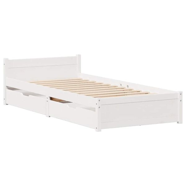 vidaXL Bed Frame without Mattress White 75x190 cm Small Single Solid Wood Pine