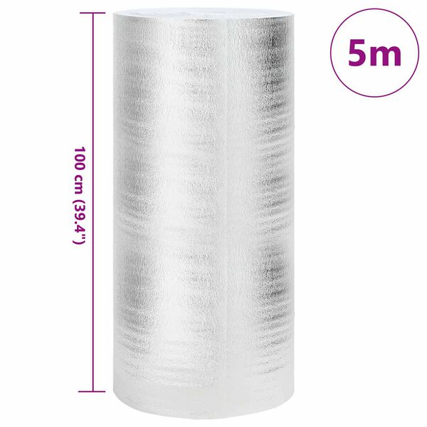 vidaXL Radiator Heat Reflector Silver 5 x 1 m Polyethylene