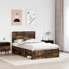 vidaXL Bed Frame Smoked Oak 135 x 190 cm Solid Pine Wood