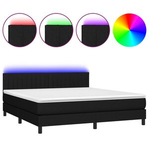 vidaXL Box Spring Bed with Mattress&LED Black 160x200cm Fabric