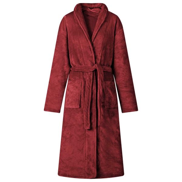 vidaXL Bathrobe without Hood Bordeaux Red L Flannel