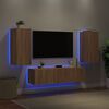 vidaXL 4 Piece TV Wall Units with LED Sonoma Oak Engineered Wood