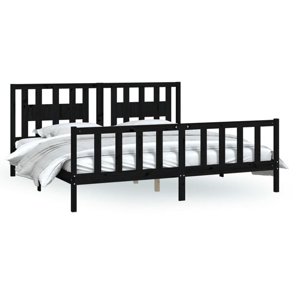 vidaXL Bed Frame without Mattress Black Solid Wood Pine 200x200 cm
